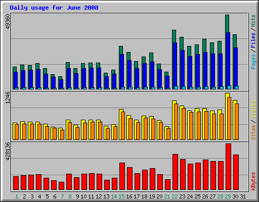 Daily usage for June 2008