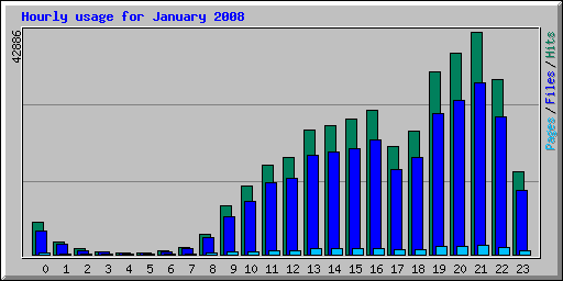 Hourly usage for January 2008