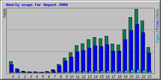 Hourly usage for August 2008